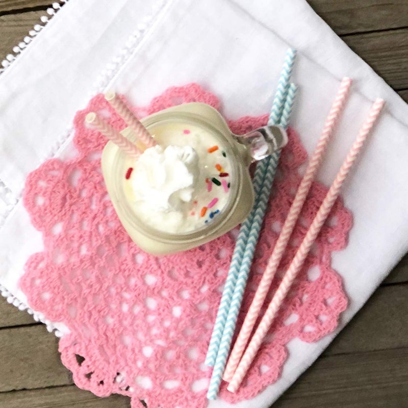 Outside the Box Papers Pastel Chevron Paper Straws - Easter Straws - 100 Pack Pink, Light Blue, Yellow, Green - Image 2